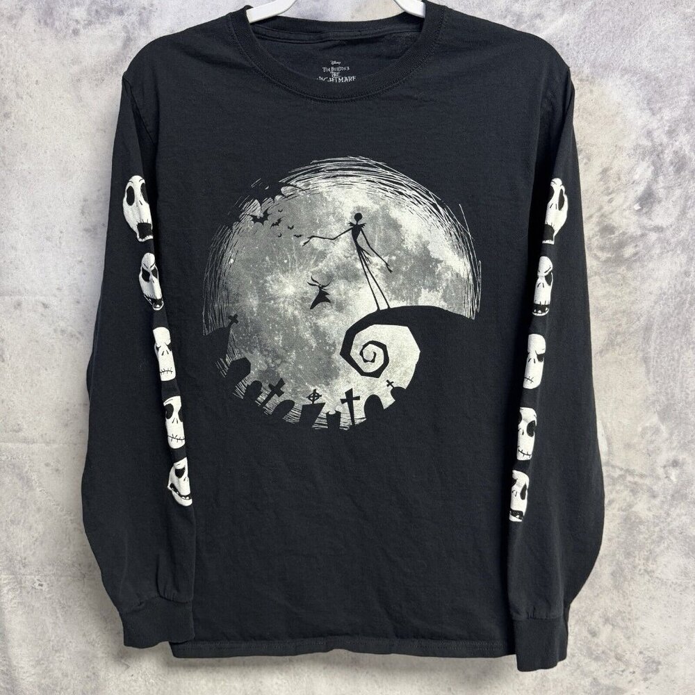 Nightmare Before Christmas Tim Burton T Shirt Adult Small Black Long Sleeve